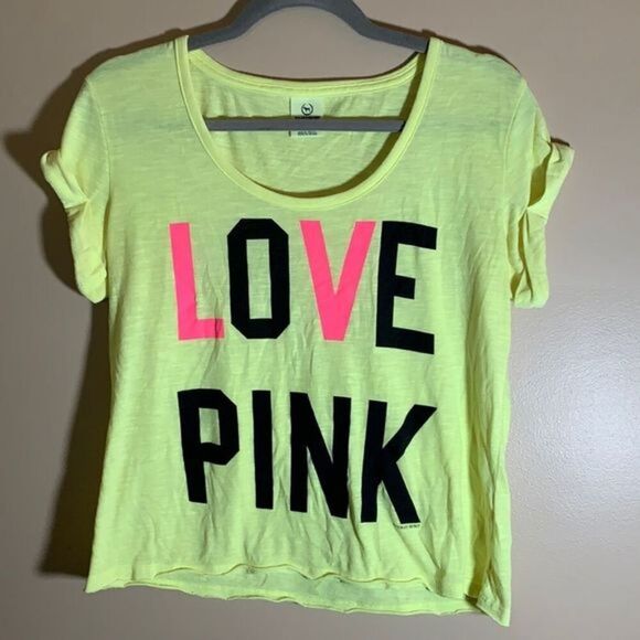 Victoria Secret PINK Neon Yellow Crop Top - Picture 1 of 4